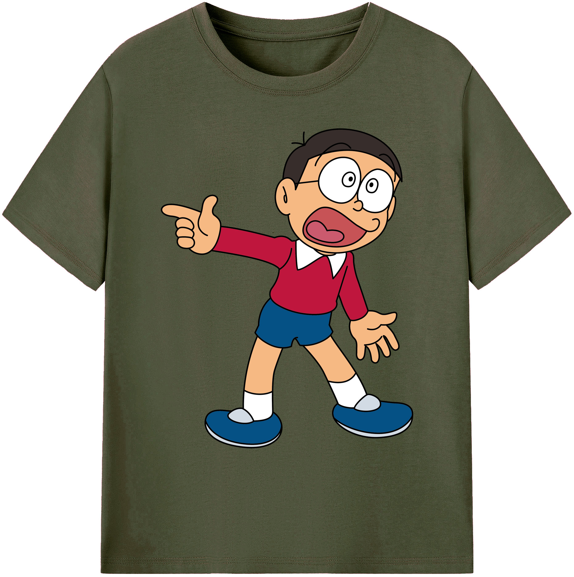 （画像用） ドラえもん 野比 のび太 Doraemon Nobita Nobi 綿100％ メンズ半袖Tシャツ｜肌触りやわらか＆通気性